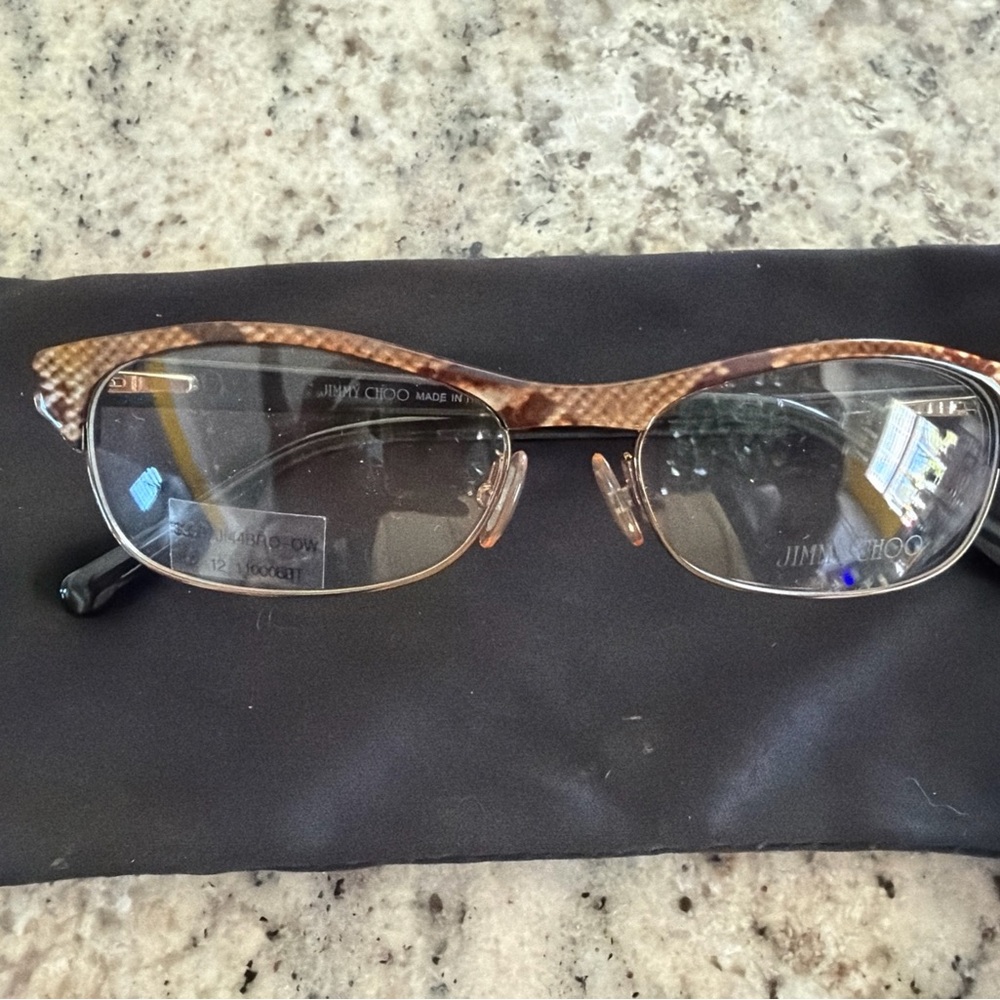 Jimmy Choo Women’s Brown Tortoiseshell Half-Rim Glasses